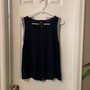 Navy tank top with pattered hem and back size M